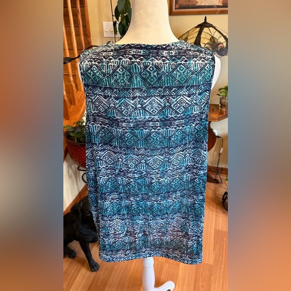 Vintage White Stag Womens Sleeveless Blue Floral Top XL Polyester Lightweight - Picture 2 of 13